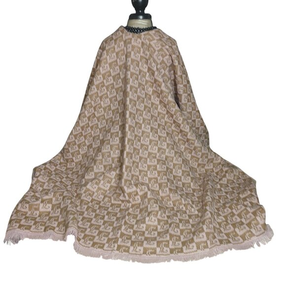 Juicy Couture Shawl Wrap Cover Up Beige Pink Logo Monogrammed Fringe Soft Blend - Picture 12 of 16